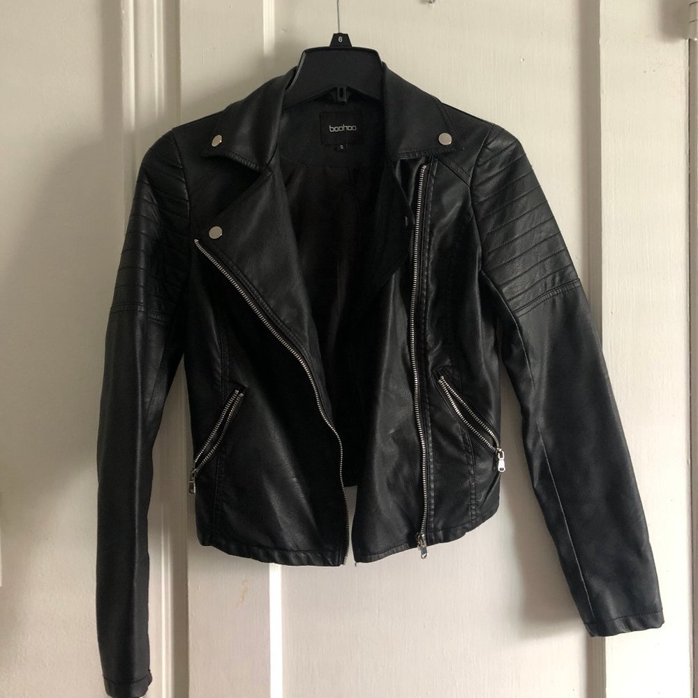 black leather jacket